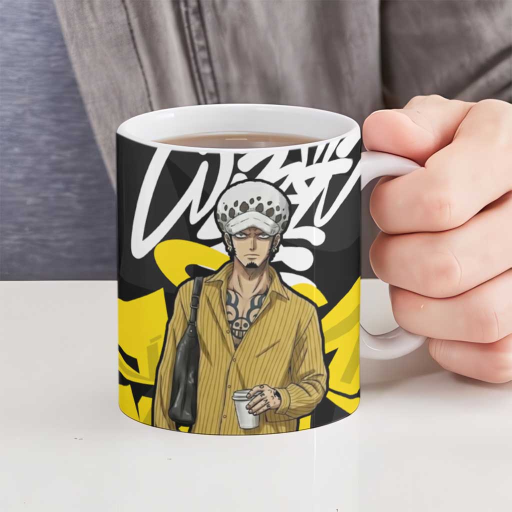 Trafalgar Law One Piece Ceramic Mug Graffiti Street Art Anime Collage