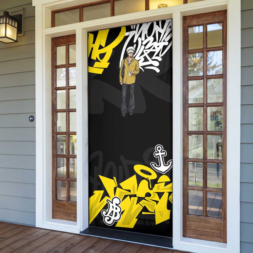 Trafalgar Law One Piece Door Cover Graffiti Street Art Anime Collage