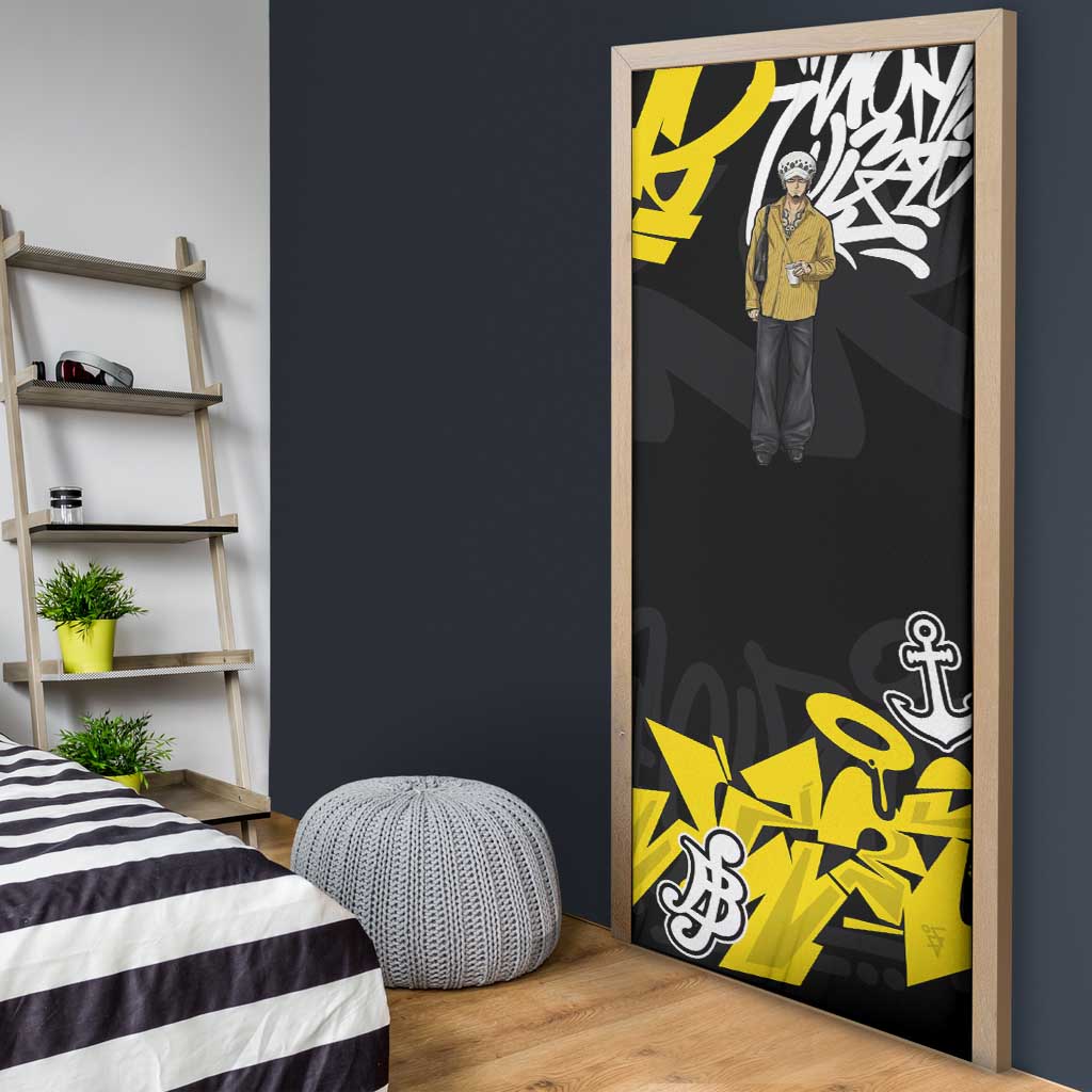 Trafalgar Law One Piece Door Cover Graffiti Street Art Anime Collage