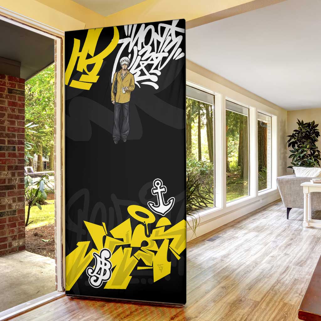 Trafalgar Law One Piece Door Cover Graffiti Street Art Anime Collage