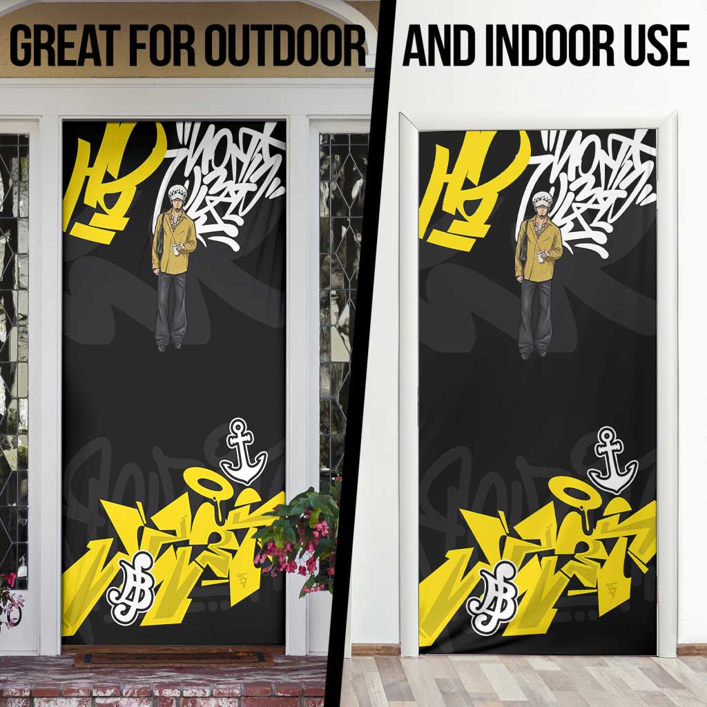 Trafalgar Law One Piece Door Cover Graffiti Street Art Anime Collage