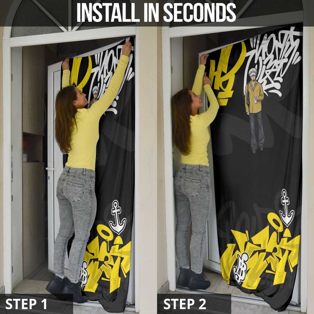 Trafalgar Law One Piece Door Cover Graffiti Street Art Anime Collage