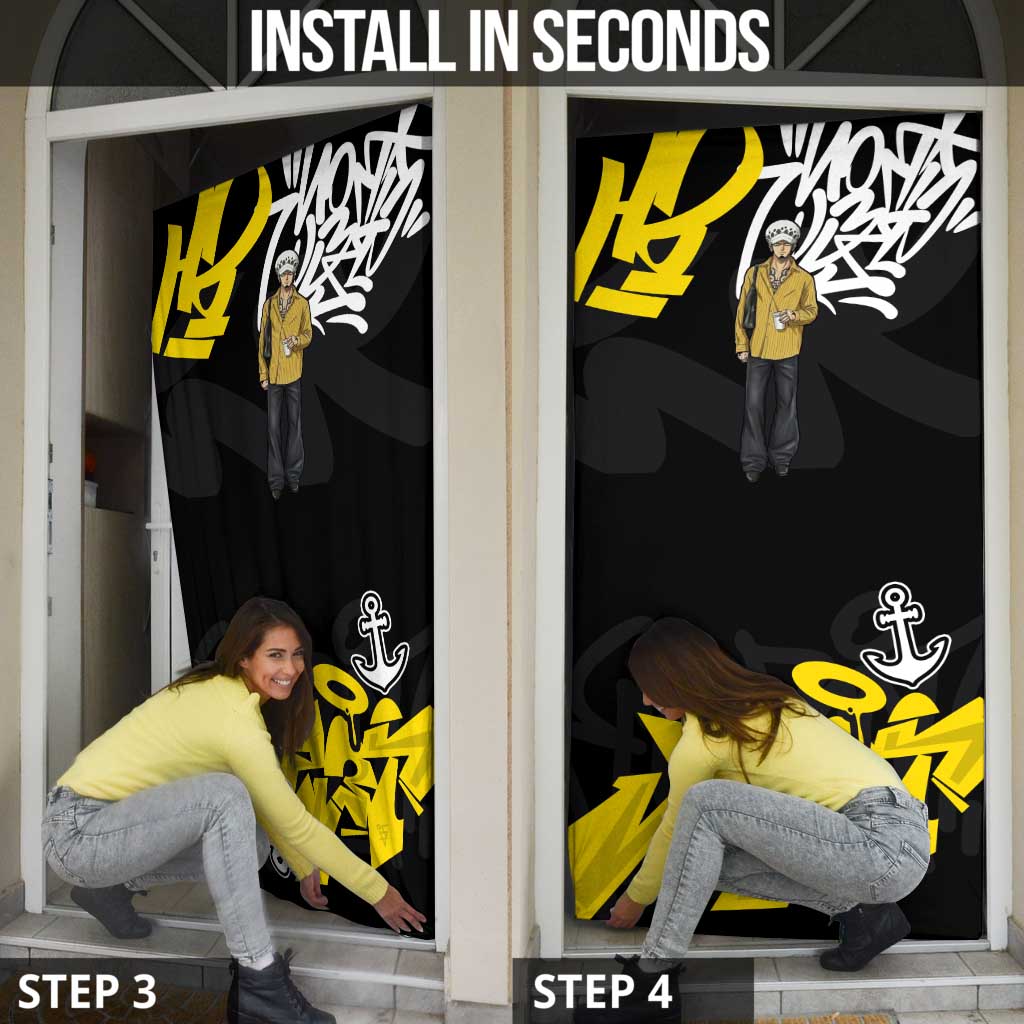 Trafalgar Law One Piece Door Cover Graffiti Street Art Anime Collage
