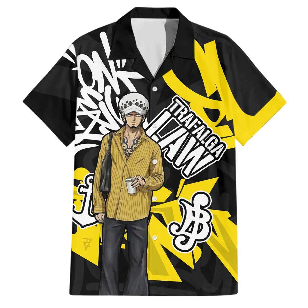 Trafalgar Law One Piece Family Matching Summer Maxi Dress and Hawaiian Shirt Graffiti Street Art Anime Collage