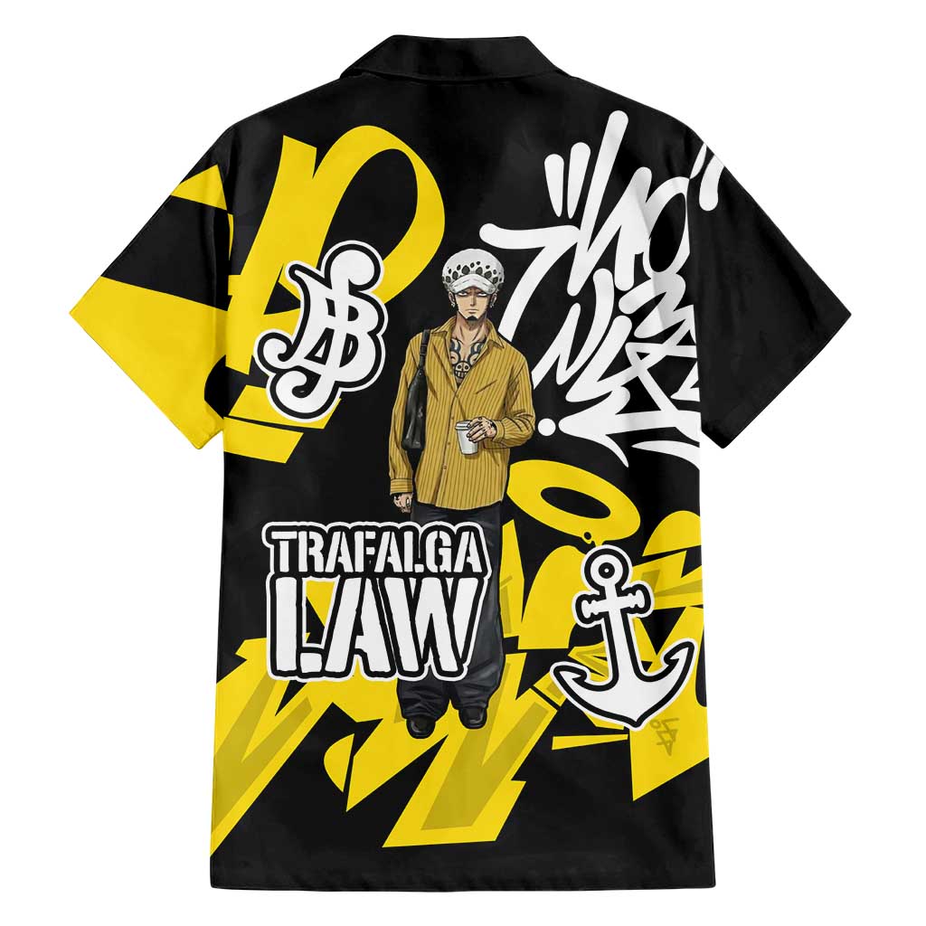 Trafalgar Law One Piece Family Matching Summer Maxi Dress and Hawaiian Shirt Graffiti Street Art Anime Collage