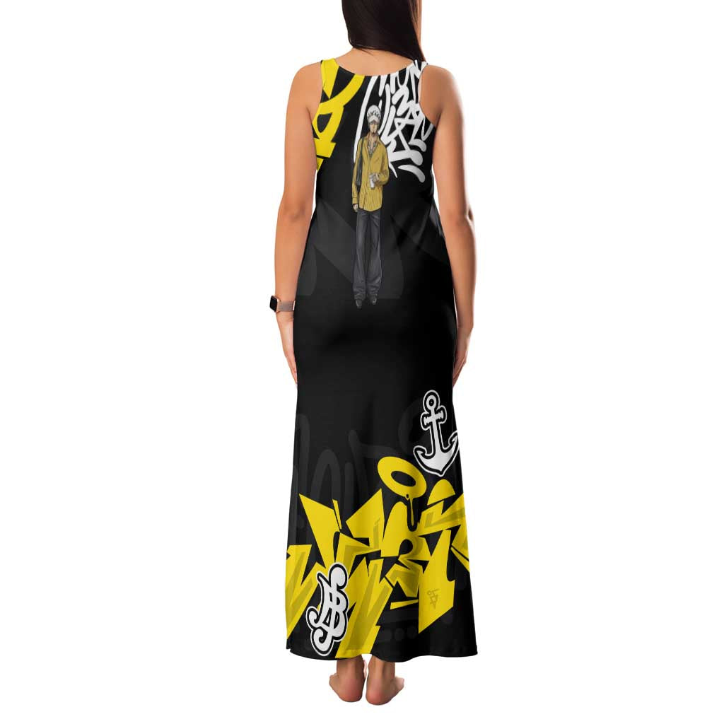 Trafalgar Law One Piece Family Matching Tank Maxi Dress and Hawaiian Shirt Graffiti Street Art Anime Collage