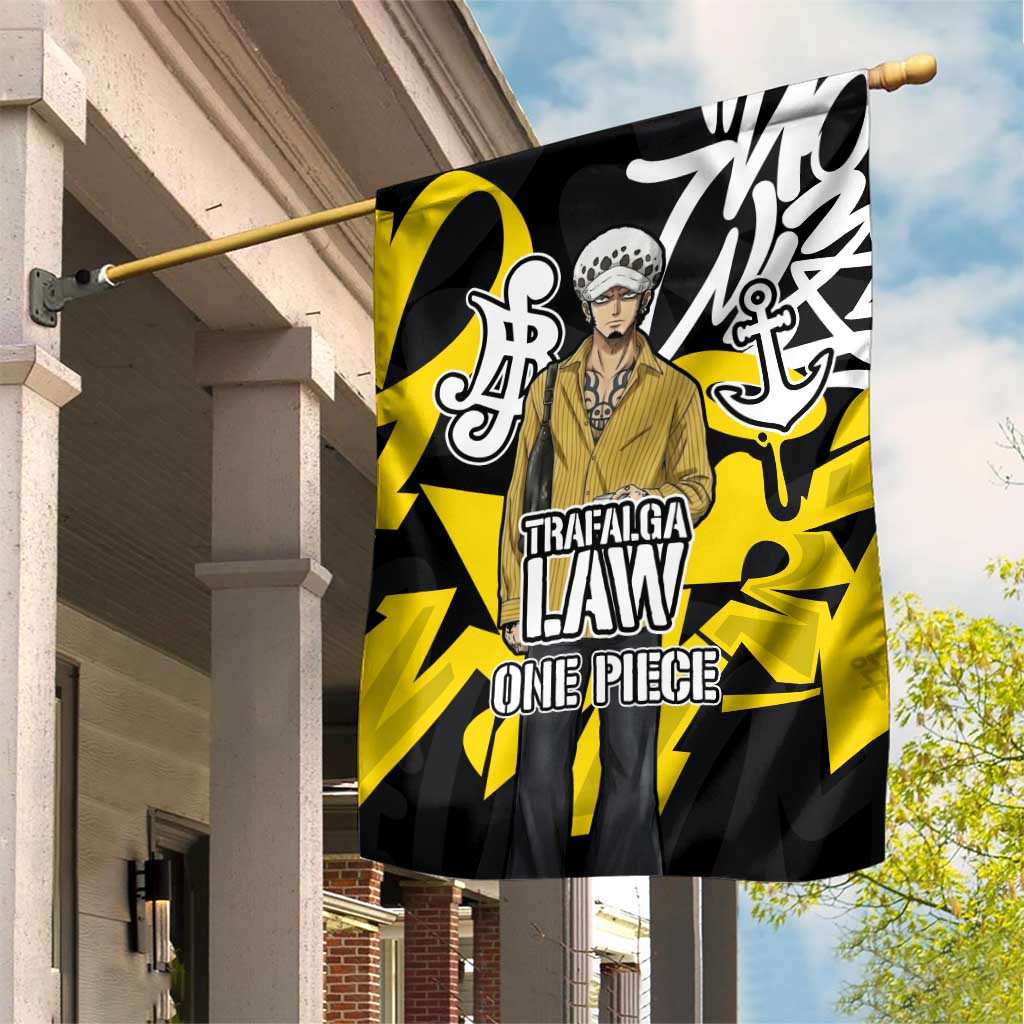 Trafalgar Law One Piece Garden Flag Graffiti Street Art Anime Collage
