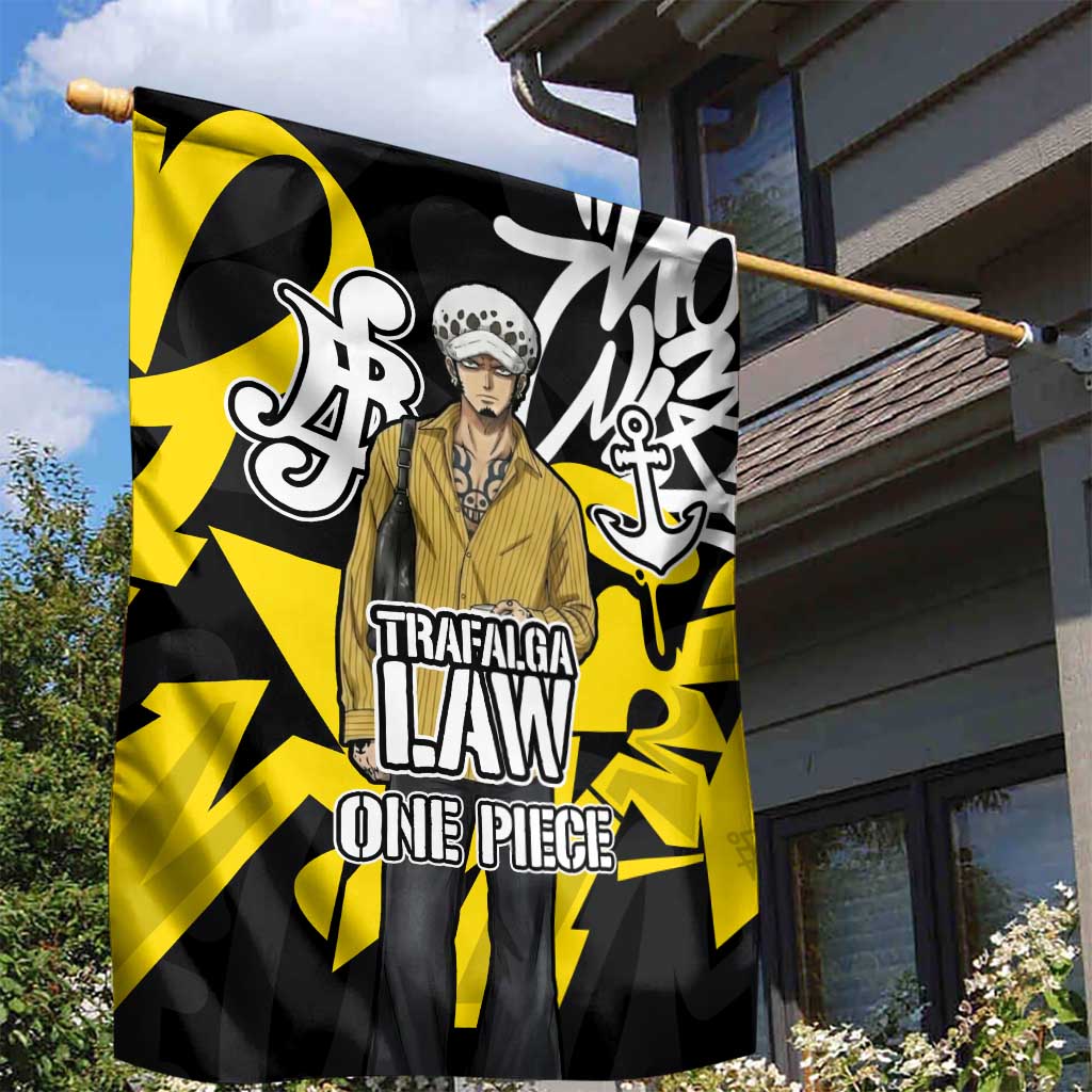 Trafalgar Law One Piece Garden Flag Graffiti Street Art Anime Collage