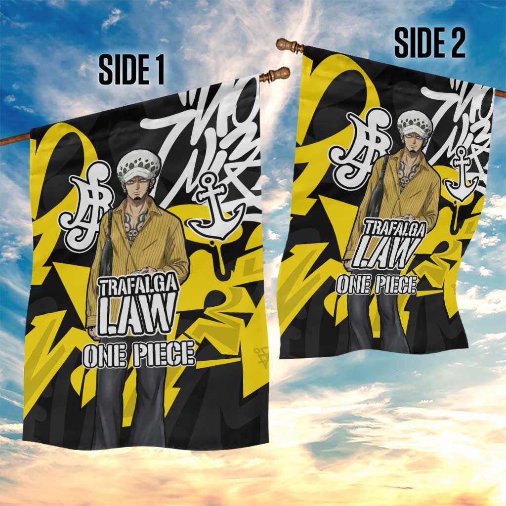 Trafalgar Law One Piece Garden Flag Graffiti Street Art Anime Collage