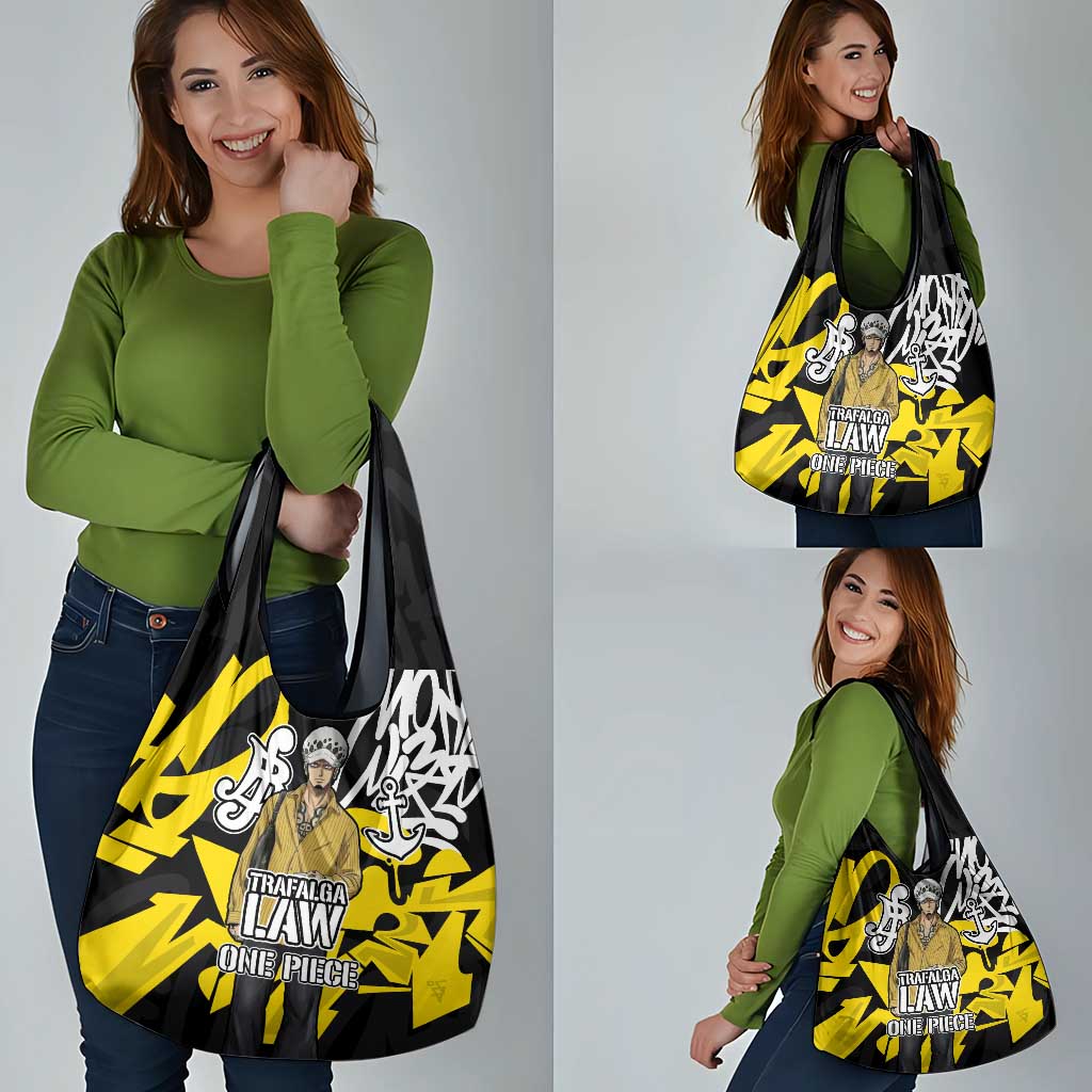 Trafalgar Law One Piece Grocery Bag Graffiti Street Art Anime Collage