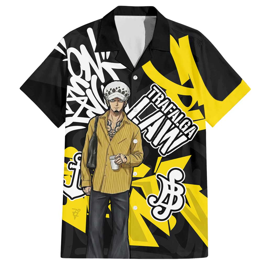 Trafalgar Law One Piece Hawaiian Shirt Graffiti Street Art Anime Collage
