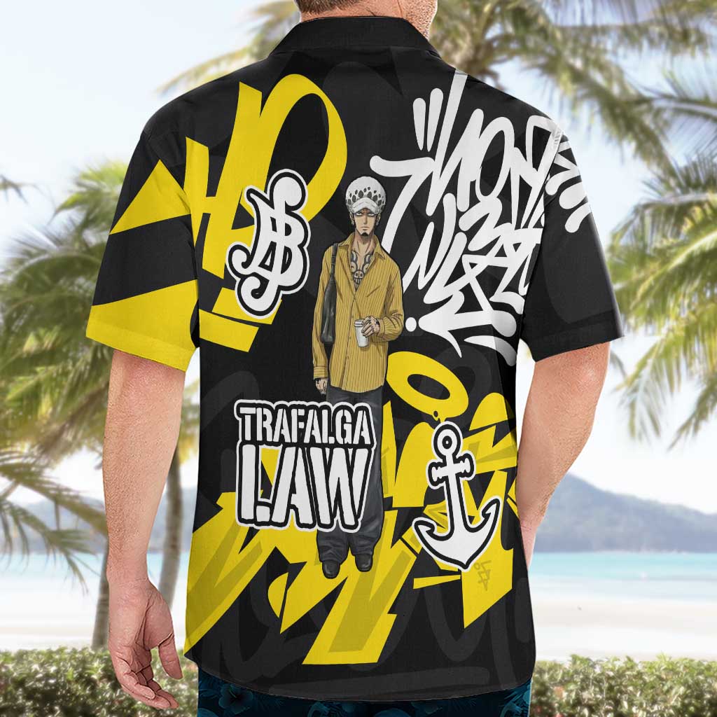 Trafalgar Law One Piece Hawaiian Shirt Graffiti Street Art Anime Collage