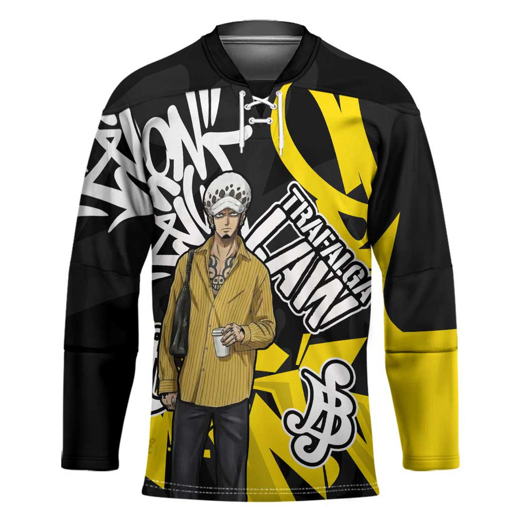 Trafalgar Law One Piece Hockey Jersey Graffiti Street Art Anime Collage