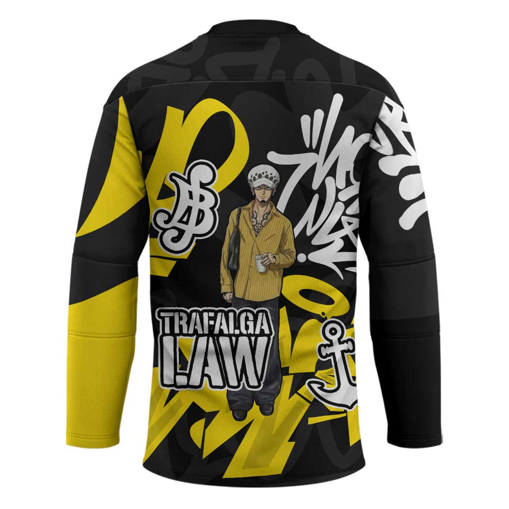 Trafalgar Law One Piece Hockey Jersey Graffiti Street Art Anime Collage