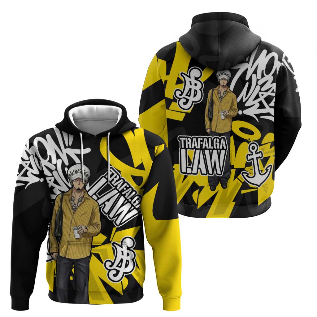 Trafalgar Law One Piece Hoodie Graffiti Street Art Anime Collage