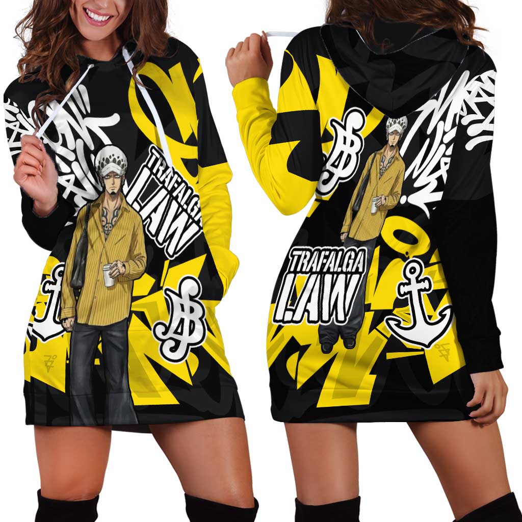 Trafalgar Law One Piece Hoodie Dress Graffiti Street Art Anime Collage