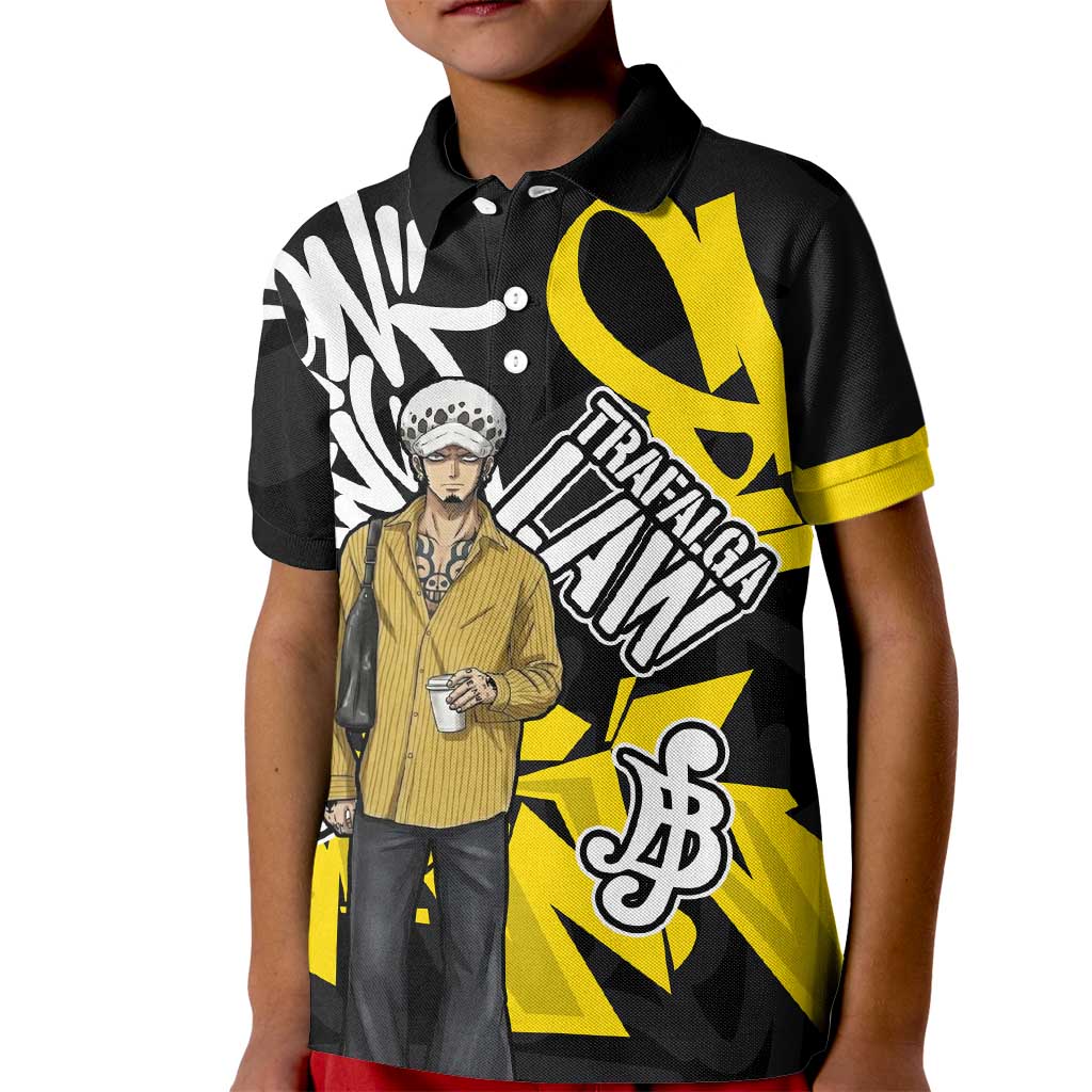 Trafalgar Law One Piece Kid Polo Shirt Graffiti Street Art Anime Collage