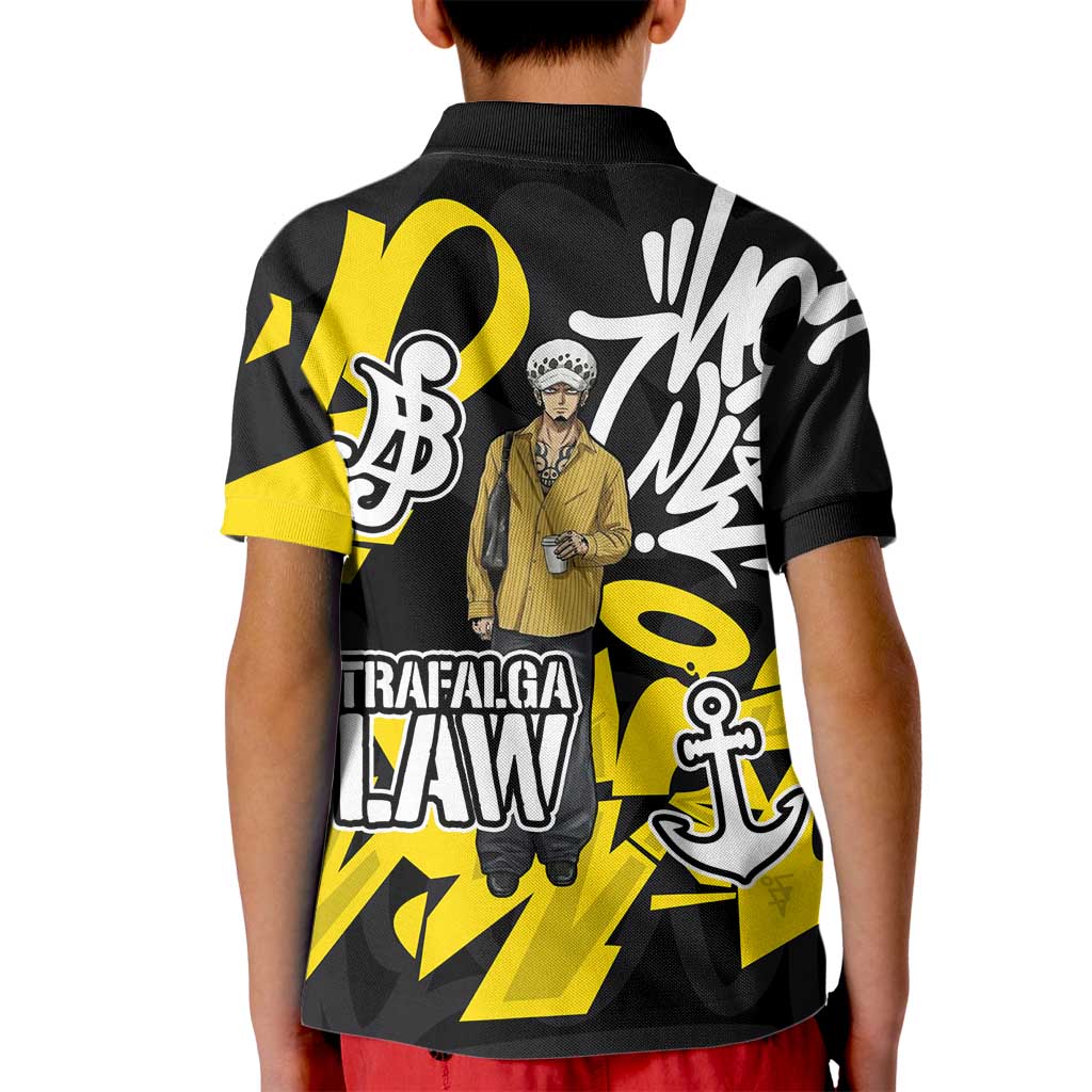 Trafalgar Law One Piece Kid Polo Shirt Graffiti Street Art Anime Collage