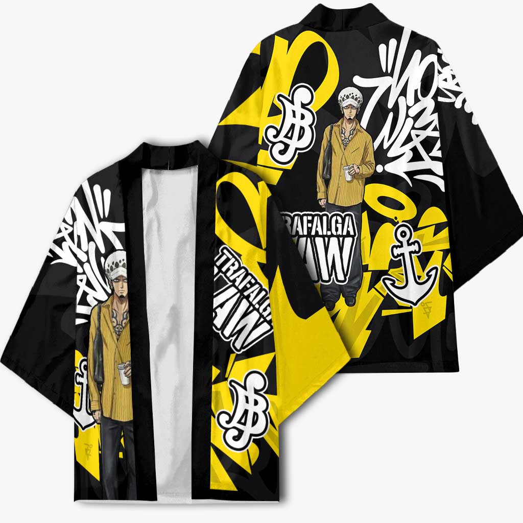 Trafalgar Law One Piece Kimono Graffiti Street Art Anime Collage