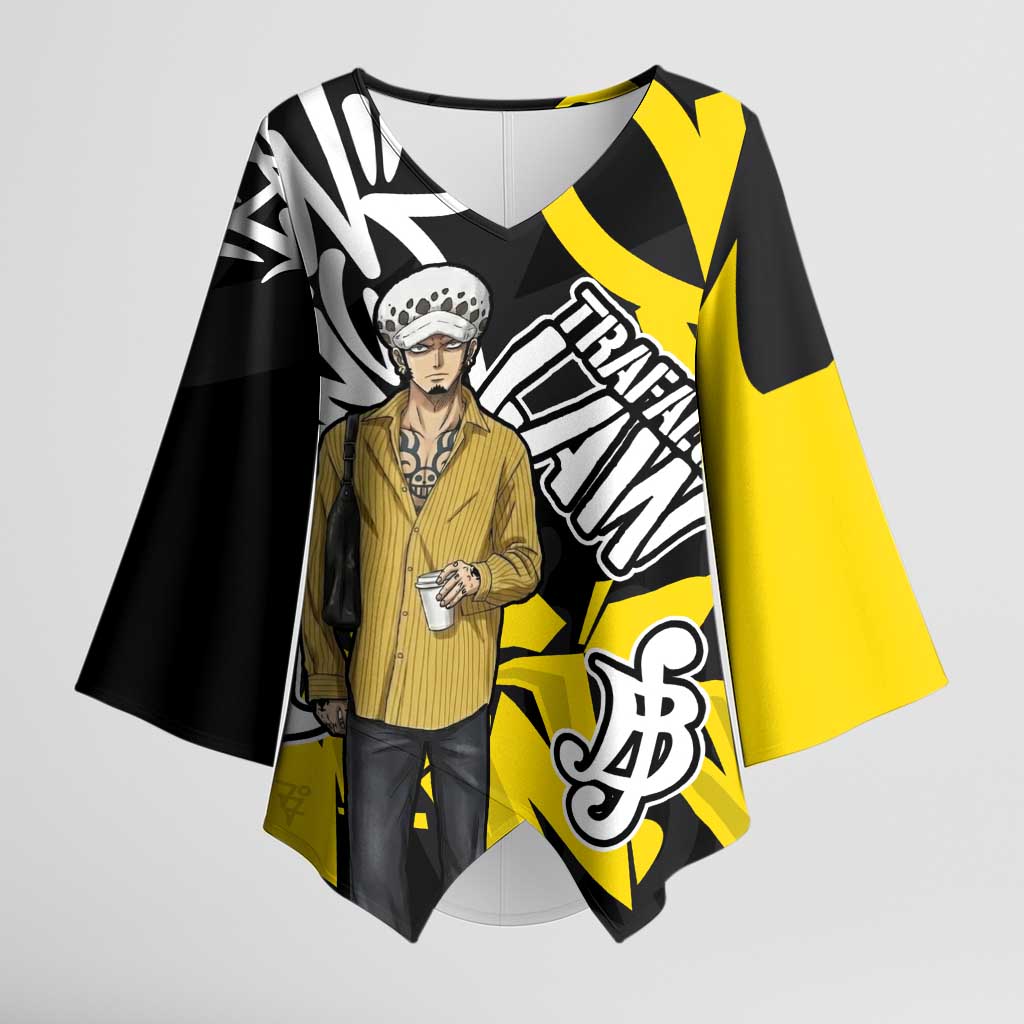 Trafalgar Law One Piece Kimono Sleeve Blouse Graffiti Street Art Anime Collage