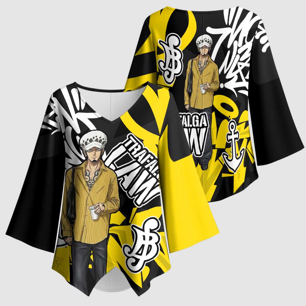 Trafalgar Law One Piece Kimono Sleeve Blouse Graffiti Street Art Anime Collage