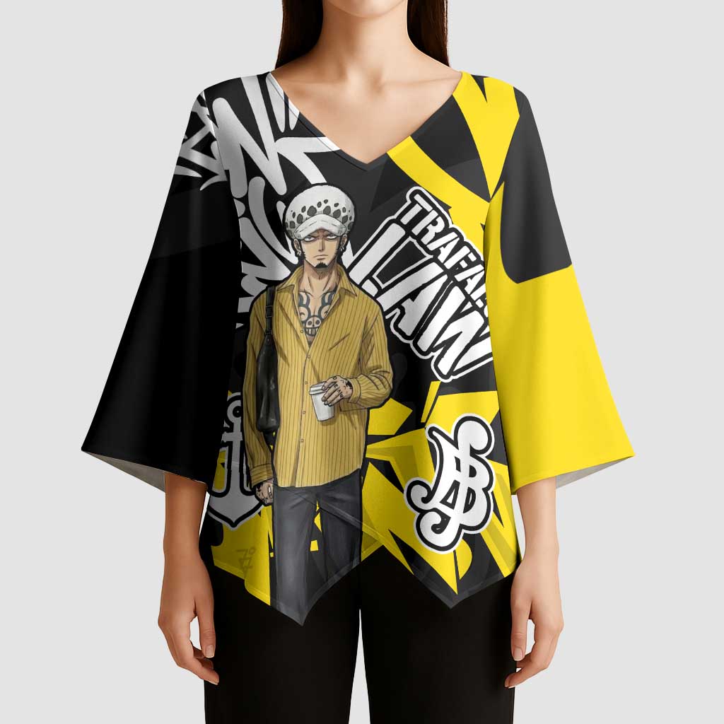 Trafalgar Law One Piece Kimono Sleeve Blouse Graffiti Street Art Anime Collage