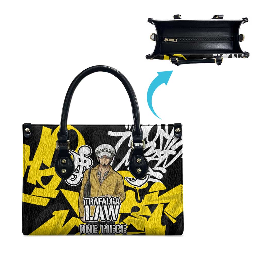 Trafalgar Law One Piece Leather Bag Graffiti Street Art Anime Collage