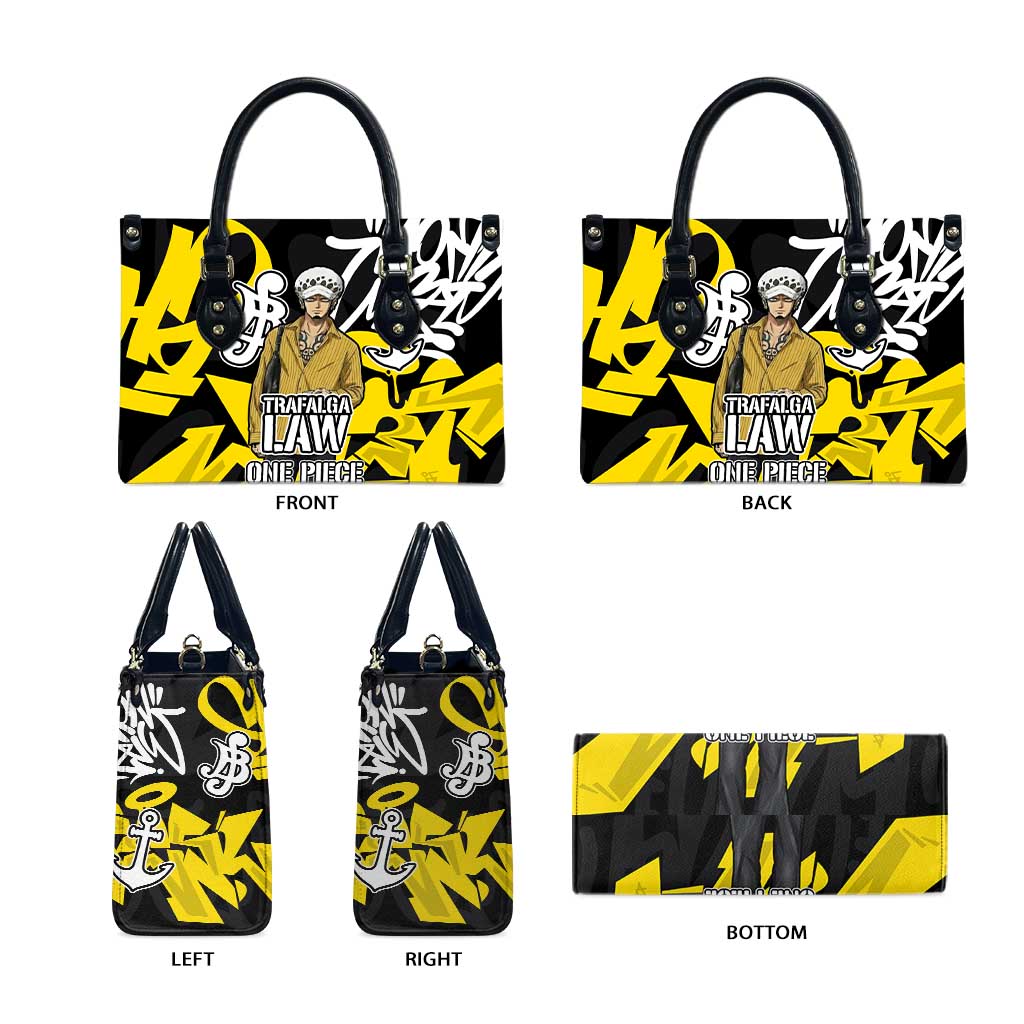 Trafalgar Law One Piece Leather Bag Graffiti Street Art Anime Collage
