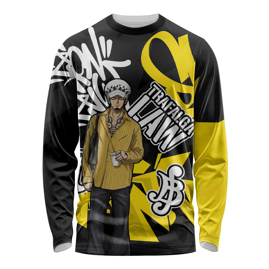 Trafalgar Law One Piece Long Sleeve Shirt Graffiti Street Art Anime Collage
