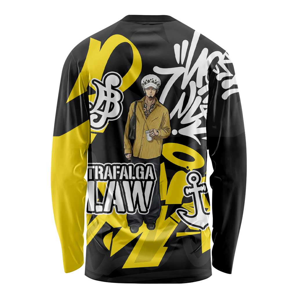 Trafalgar Law One Piece Long Sleeve Shirt Graffiti Street Art Anime Collage