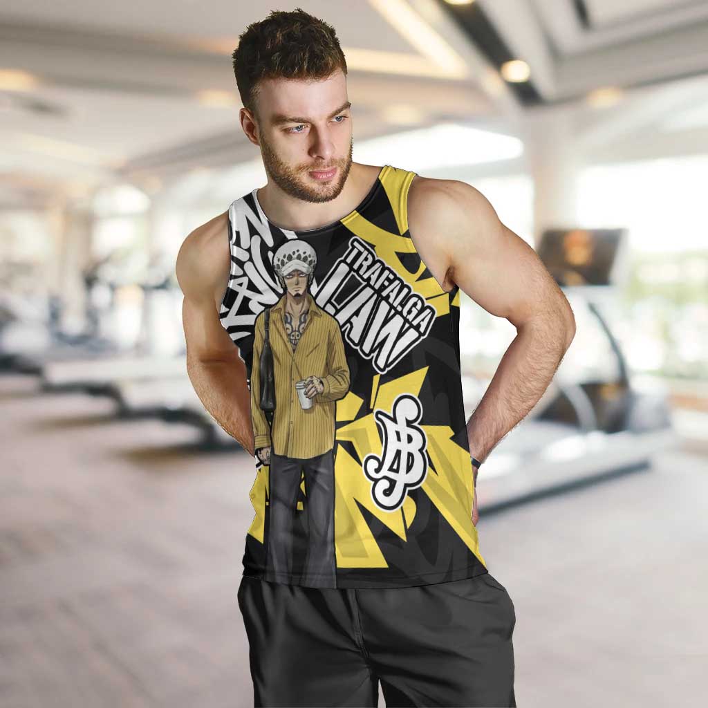 Trafalgar Law One Piece Men Tank Top Graffiti Street Art Anime Collage