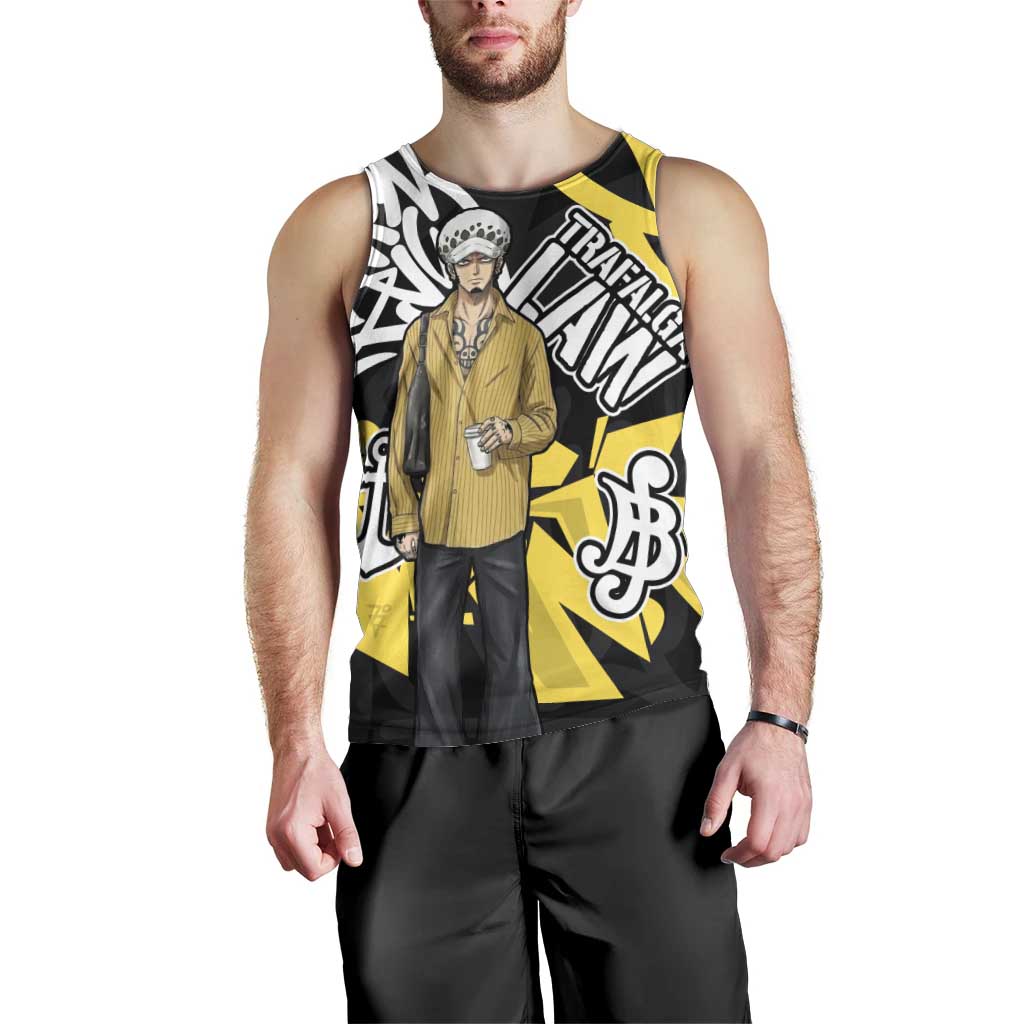 Trafalgar Law One Piece Men Tank Top Graffiti Street Art Anime Collage