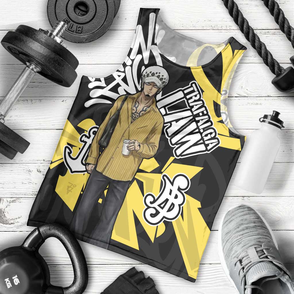 Trafalgar Law One Piece Men Tank Top Graffiti Street Art Anime Collage