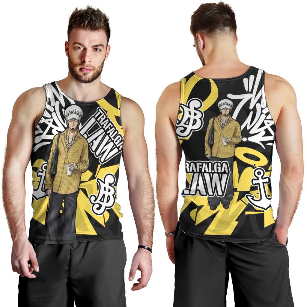 Trafalgar Law One Piece Men Tank Top Graffiti Street Art Anime Collage