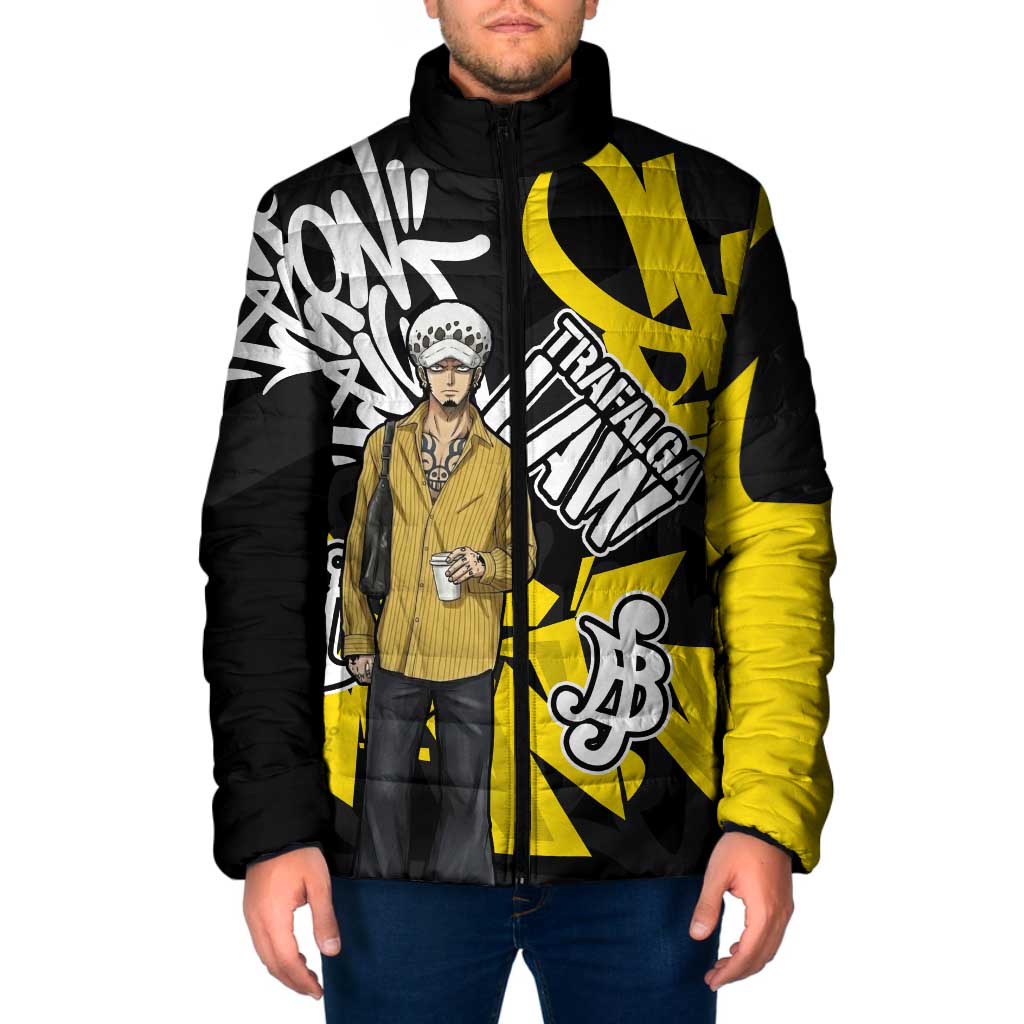 Trafalgar Law One Piece Padded Jacket Graffiti Street Art Anime Collage
