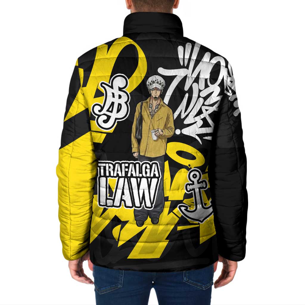 Trafalgar Law One Piece Padded Jacket Graffiti Street Art Anime Collage
