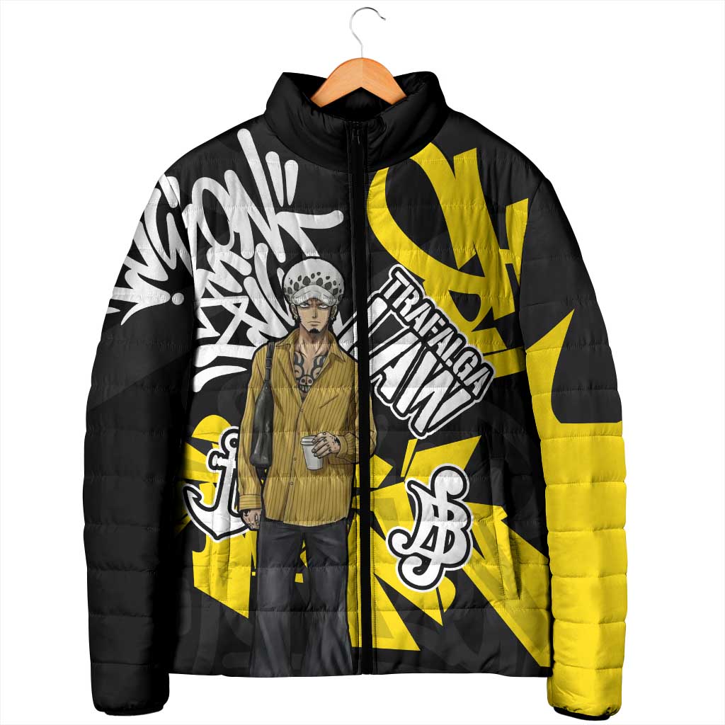 Trafalgar Law One Piece Padded Jacket Graffiti Street Art Anime Collage