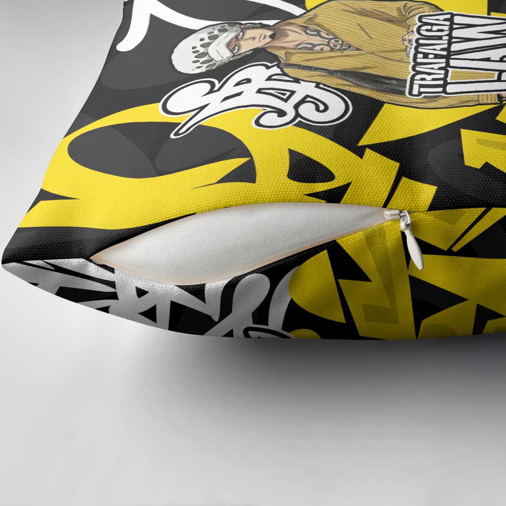 Trafalgar Law One Piece Pillow Cover Graffiti Street Art Anime Collage