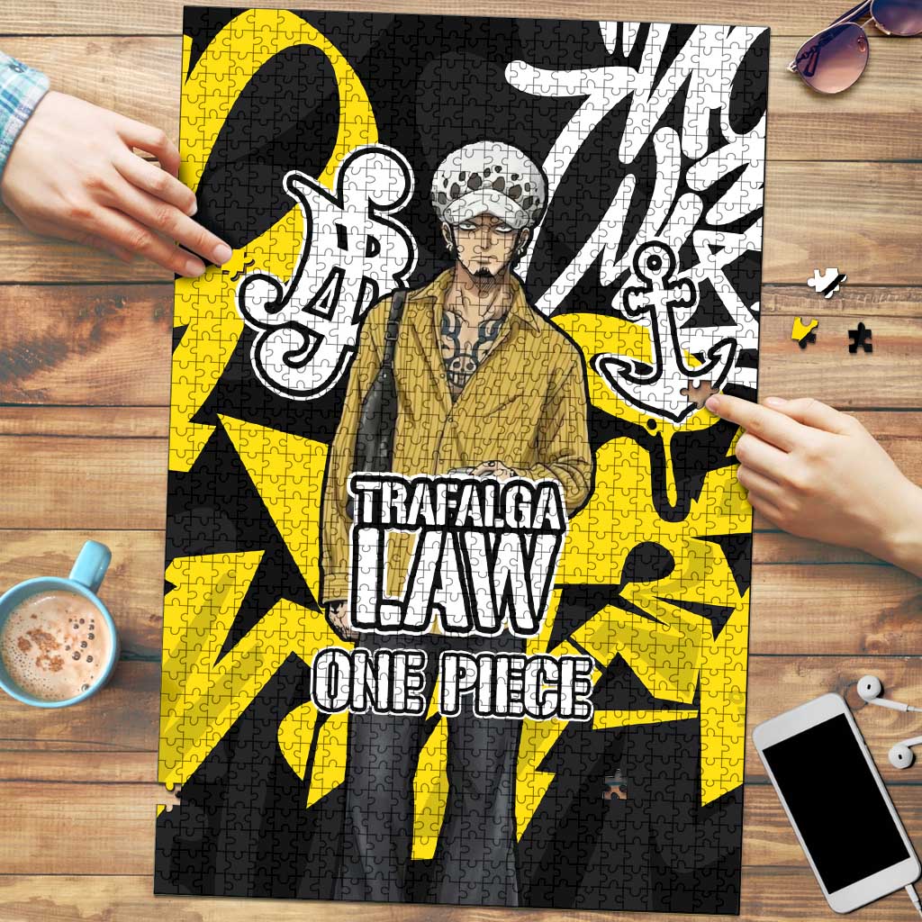 Trafalgar Law One Piece Puzzle Graffiti Street Art Anime Collage