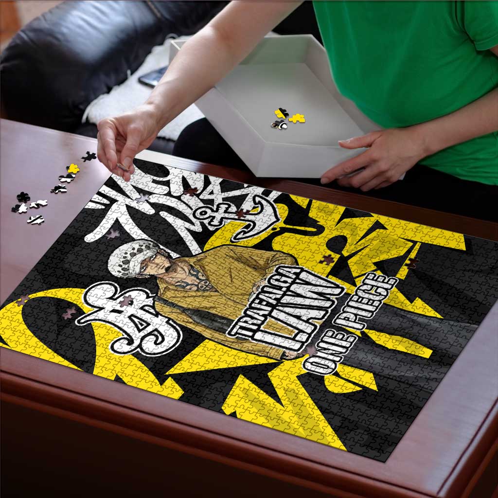 Trafalgar Law One Piece Puzzle Graffiti Street Art Anime Collage