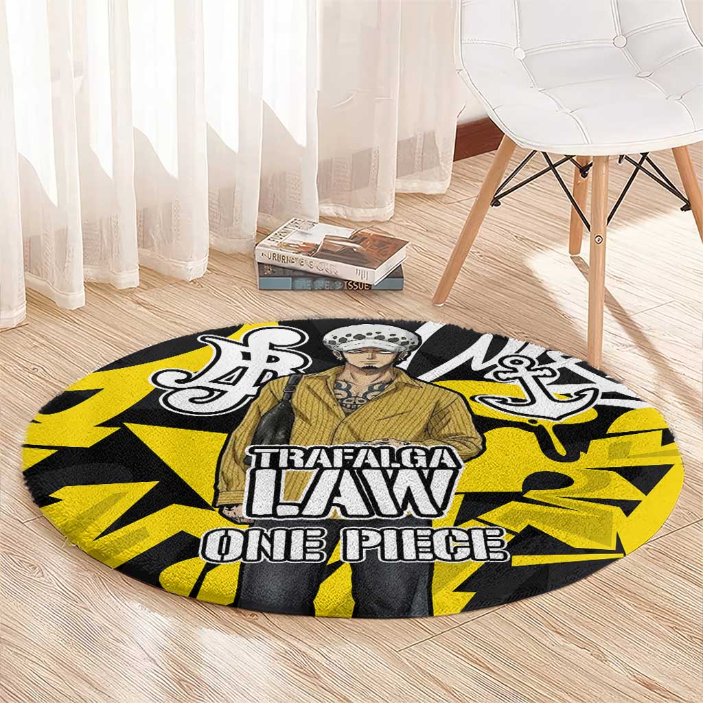 Trafalgar Law One Piece Round Carpet Graffiti Street Art Anime Collage