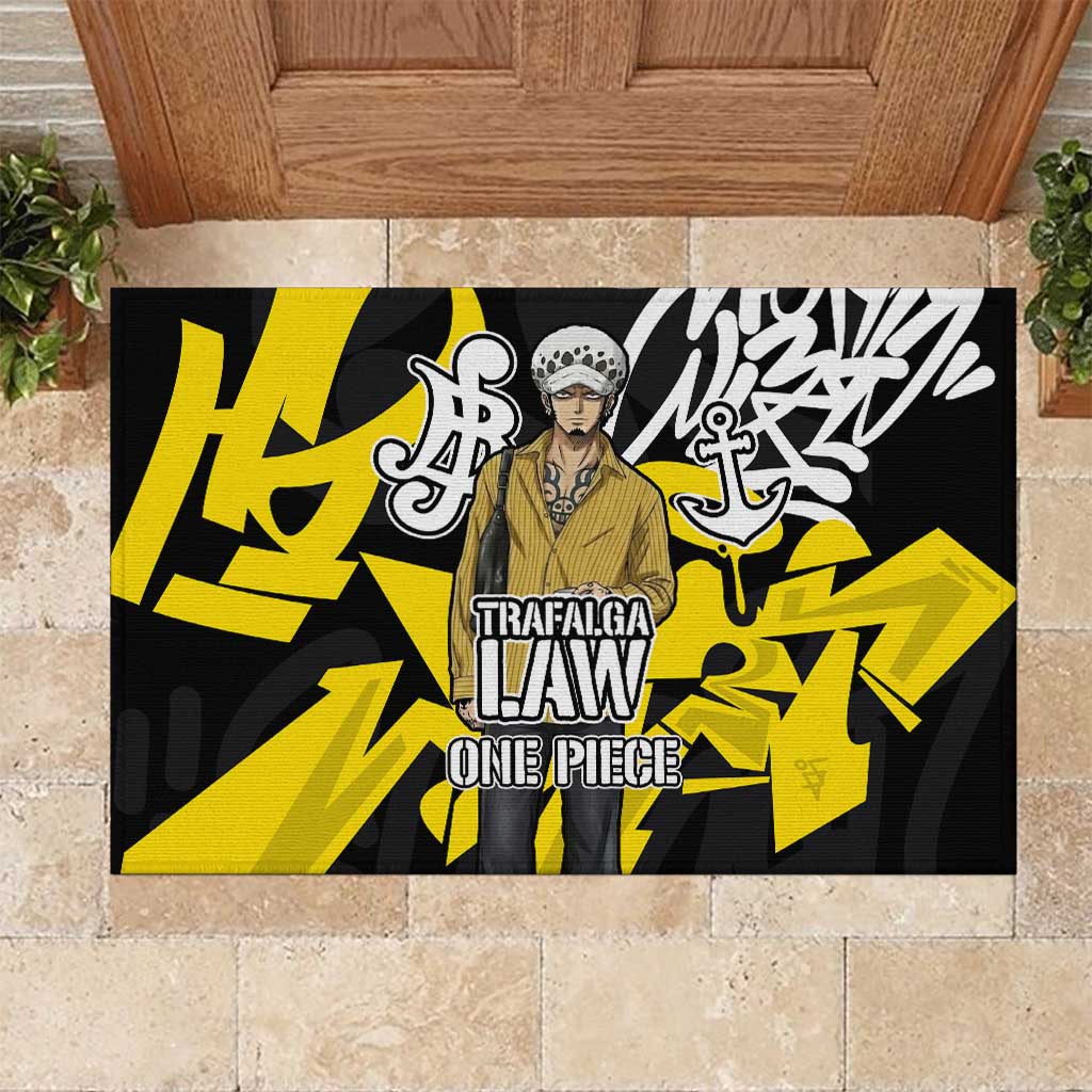 Trafalgar Law One Piece Rubber Doormat Graffiti Street Art Anime Collage