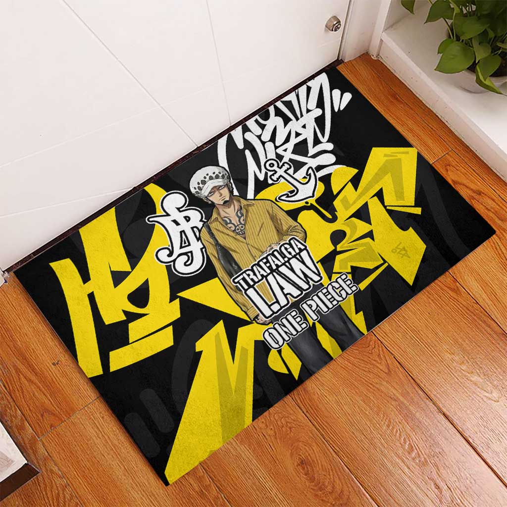 Trafalgar Law One Piece Rubber Doormat Graffiti Street Art Anime Collage