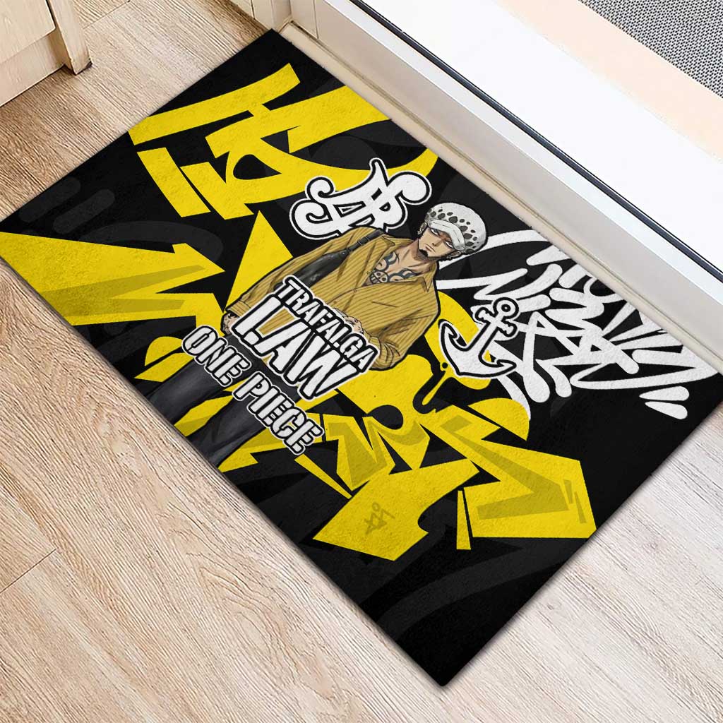 Trafalgar Law One Piece Rubber Doormat Graffiti Street Art Anime Collage