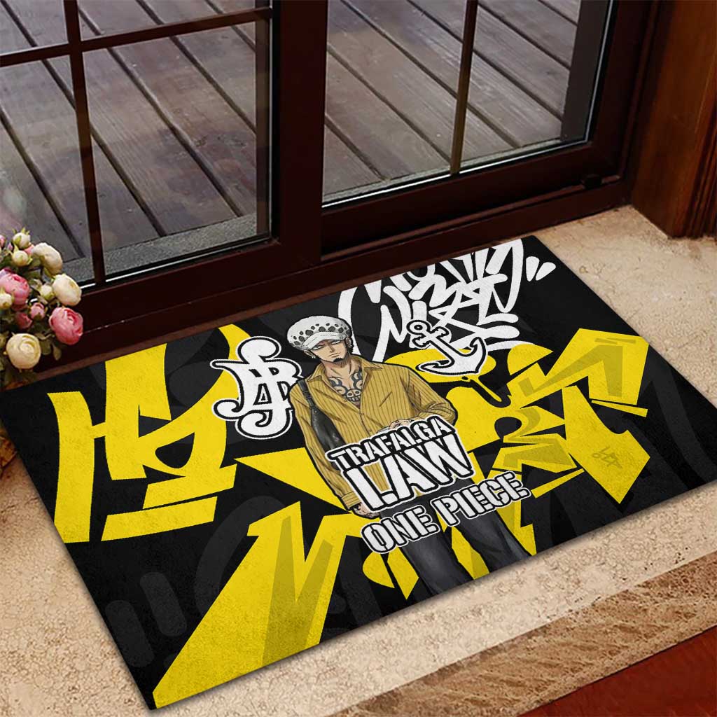 Trafalgar Law One Piece Rubber Doormat Graffiti Street Art Anime Collage