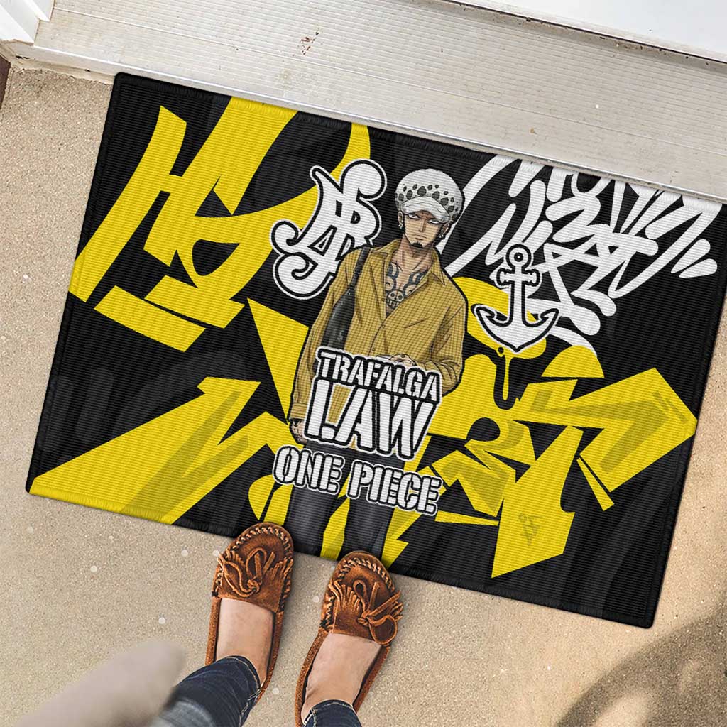 Trafalgar Law One Piece Rubber Doormat Graffiti Street Art Anime Collage