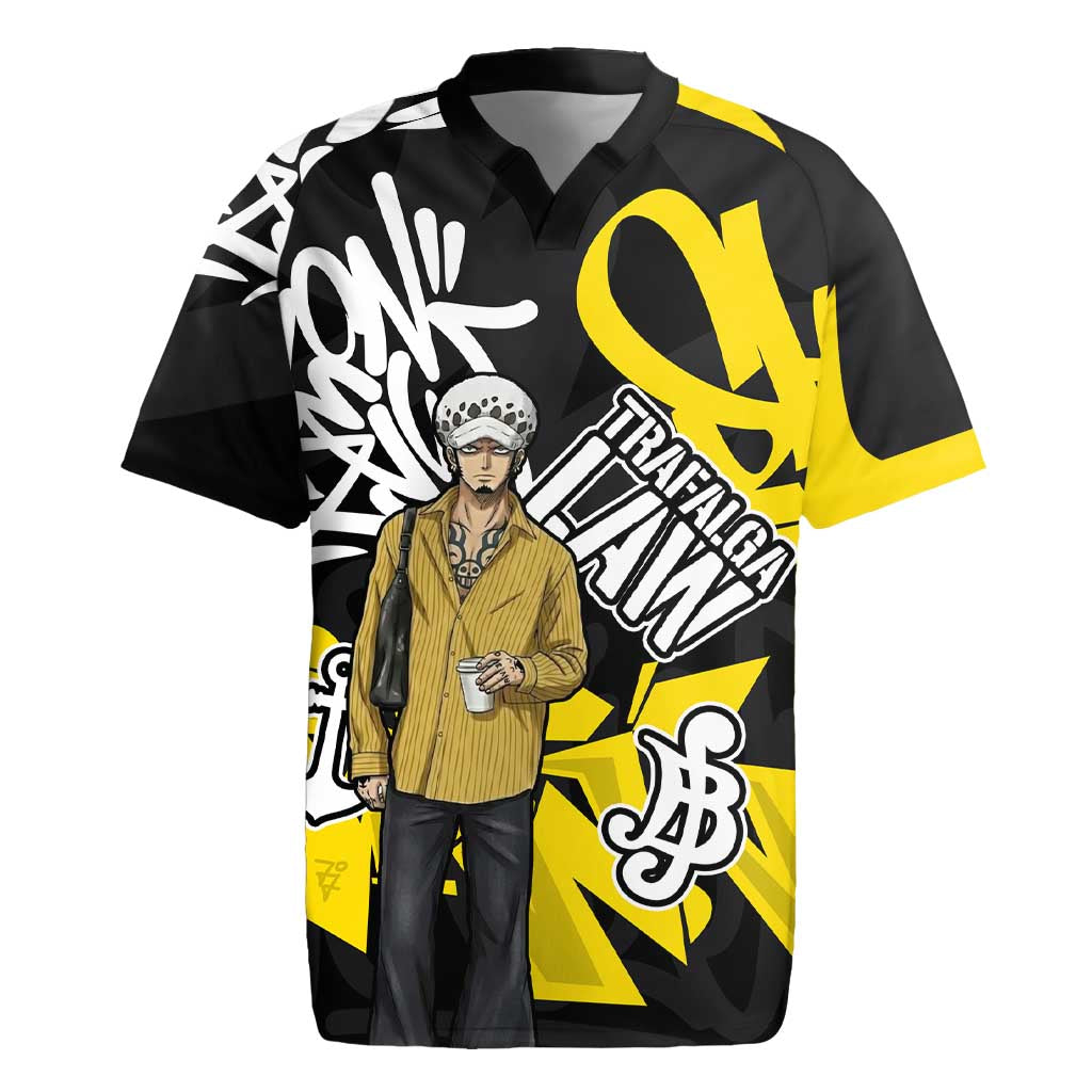Trafalgar Law One Piece Rugby Jersey Graffiti Street Art Anime Collage