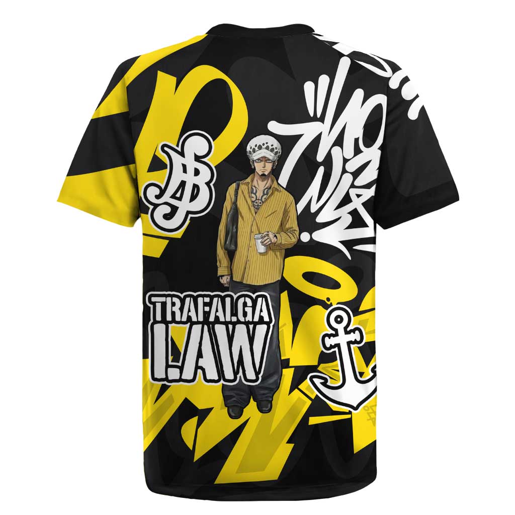 Trafalgar Law One Piece Rugby Jersey Graffiti Street Art Anime Collage
