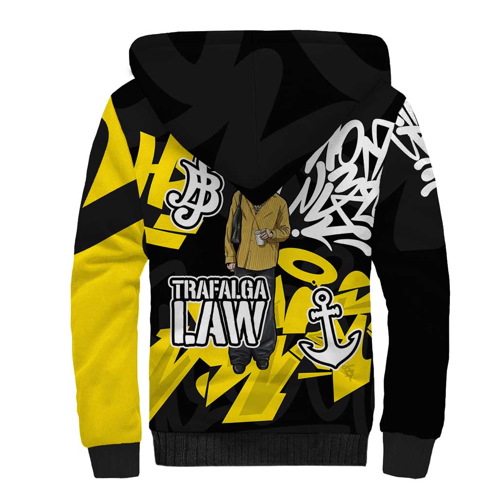 Trafalgar Law One Piece Sherpa Hoodie Graffiti Street Art Anime Collage