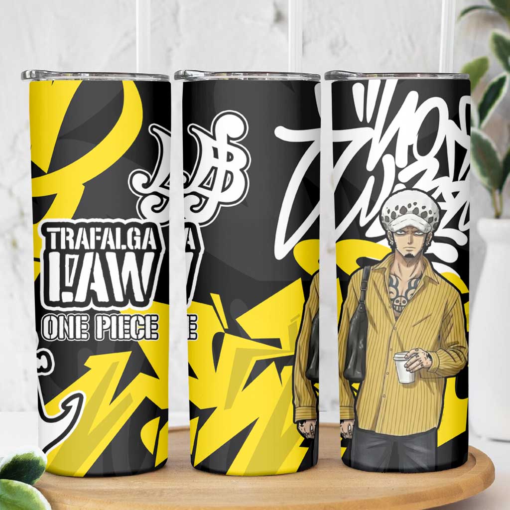 Trafalgar Law One Piece Skinny Tumbler Graffiti Street Art Anime Collage